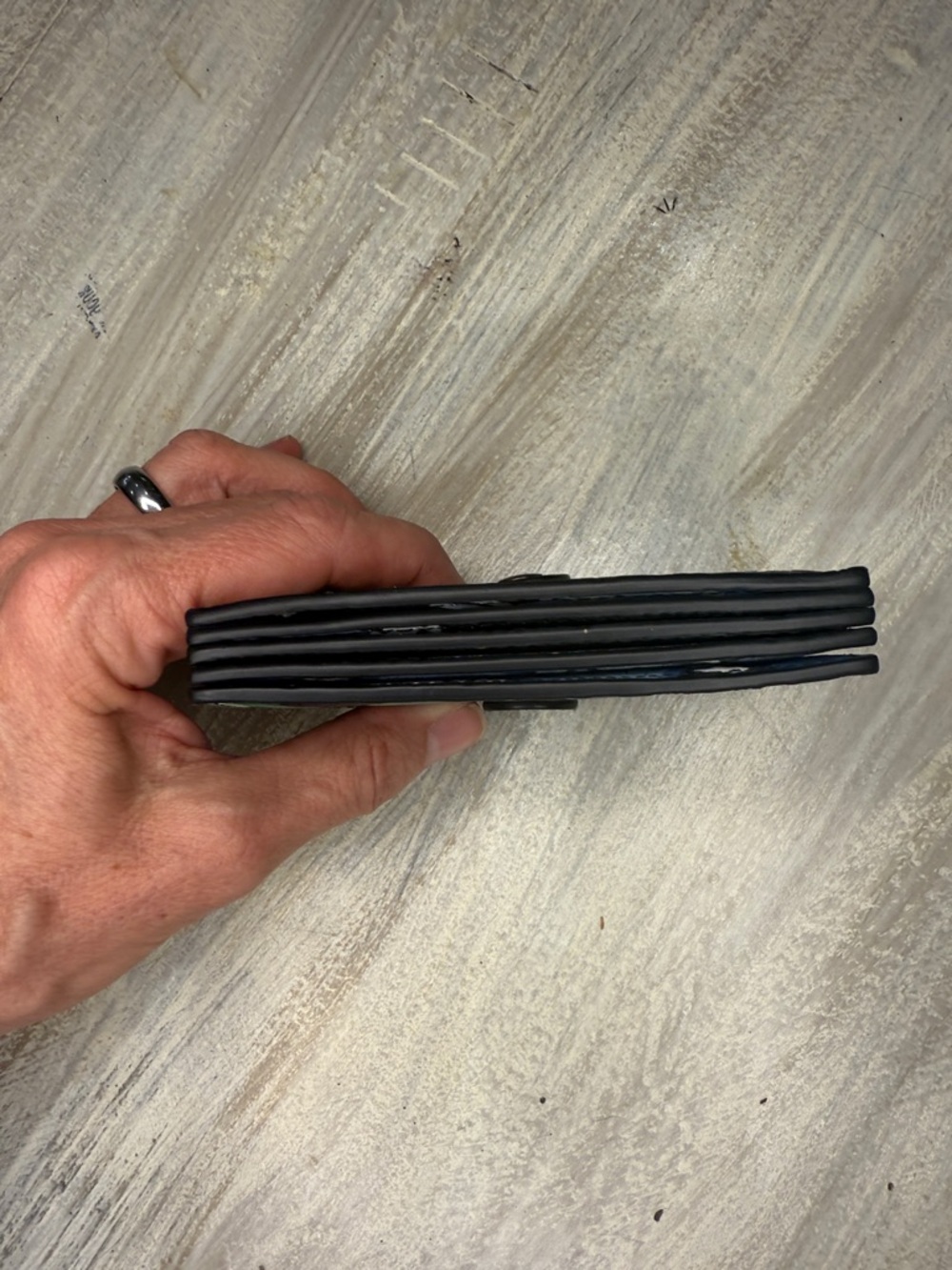 Coach Black Leather Card Wallet with Mint Floral Print - Picture 4 of 9